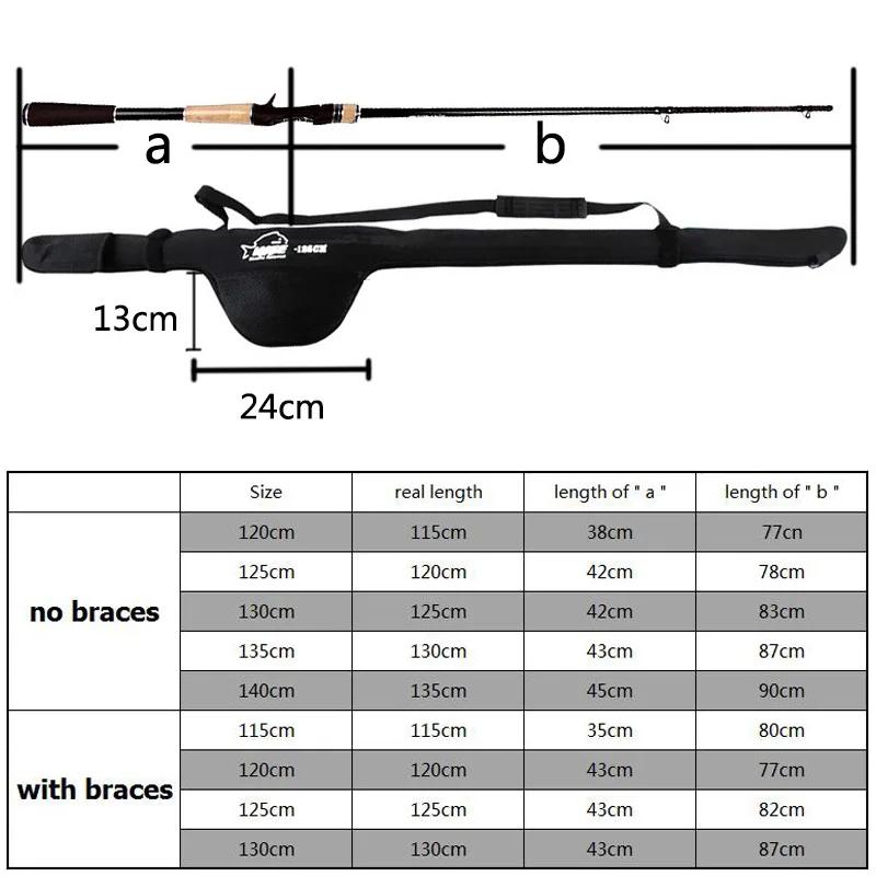 Étui télescopique canne à pêche 115-140cm, housse de rangement nylon pour cannes spinning avec compartiment moulinet