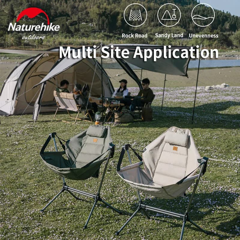 Chaise berçante pliante Naturehike avec oreiller - Siège camping léger pour pêche détente et plage