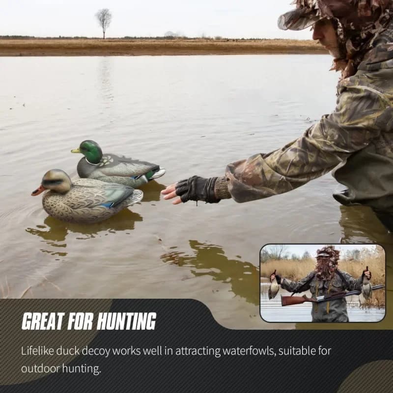 Leurre canard flottant 3D avec quille - Appât de chasse réaliste - Accessoire pêche extérieur