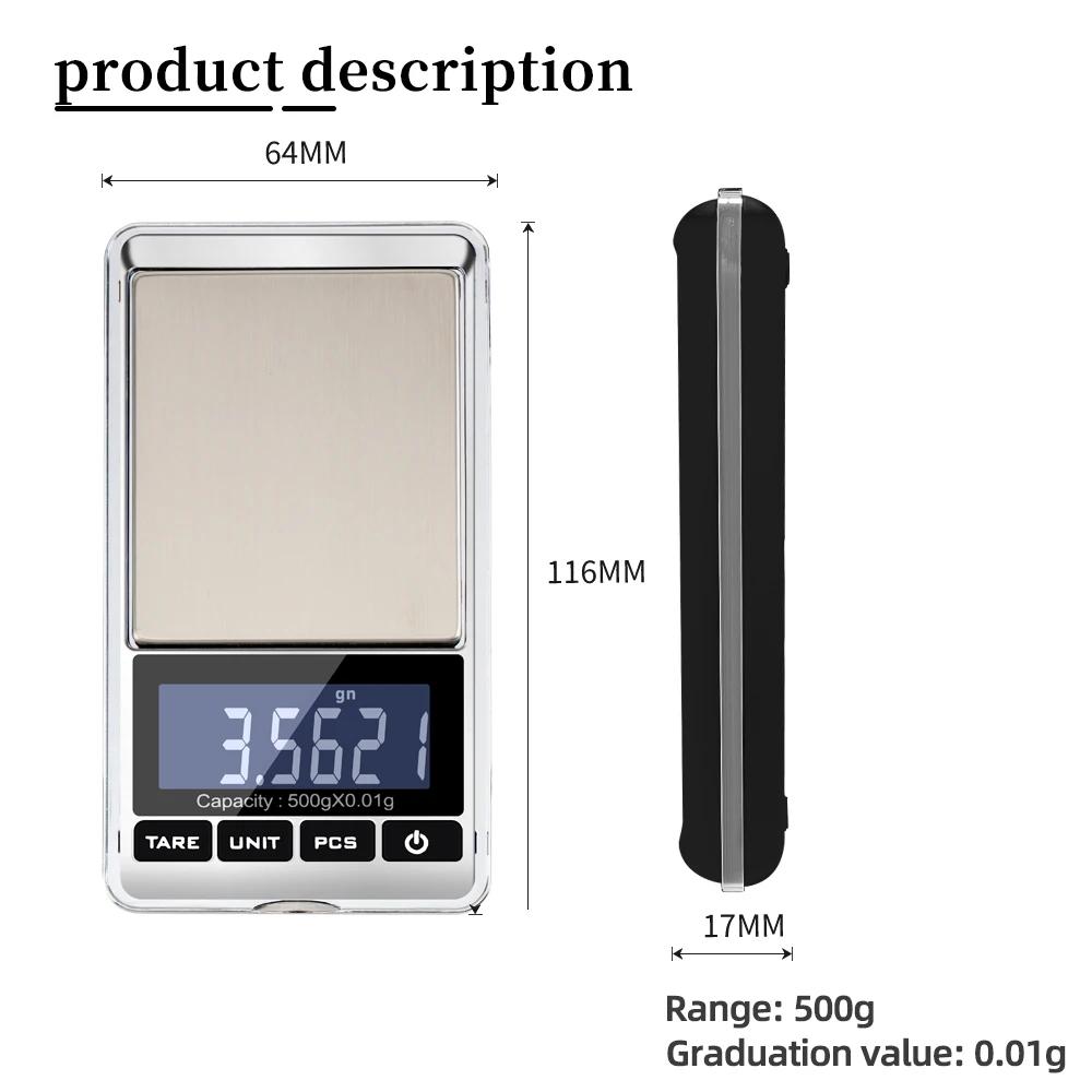 Balance de cuisine numérique 500g/0.01g portable - Pour aliments, bijoux et appâts de pêche - Affichage LCD précis