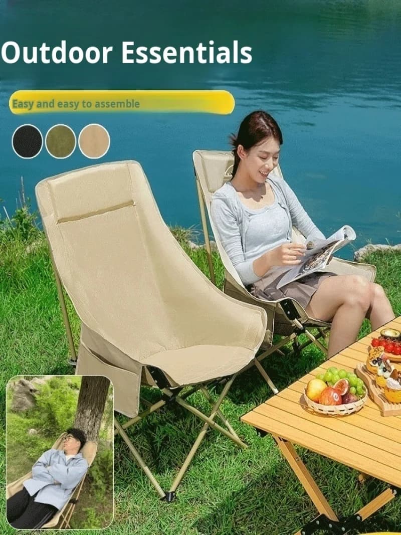 Chaise lune extérieur dossier haut ultra-légère pliante - Siège détente plage camping équipement