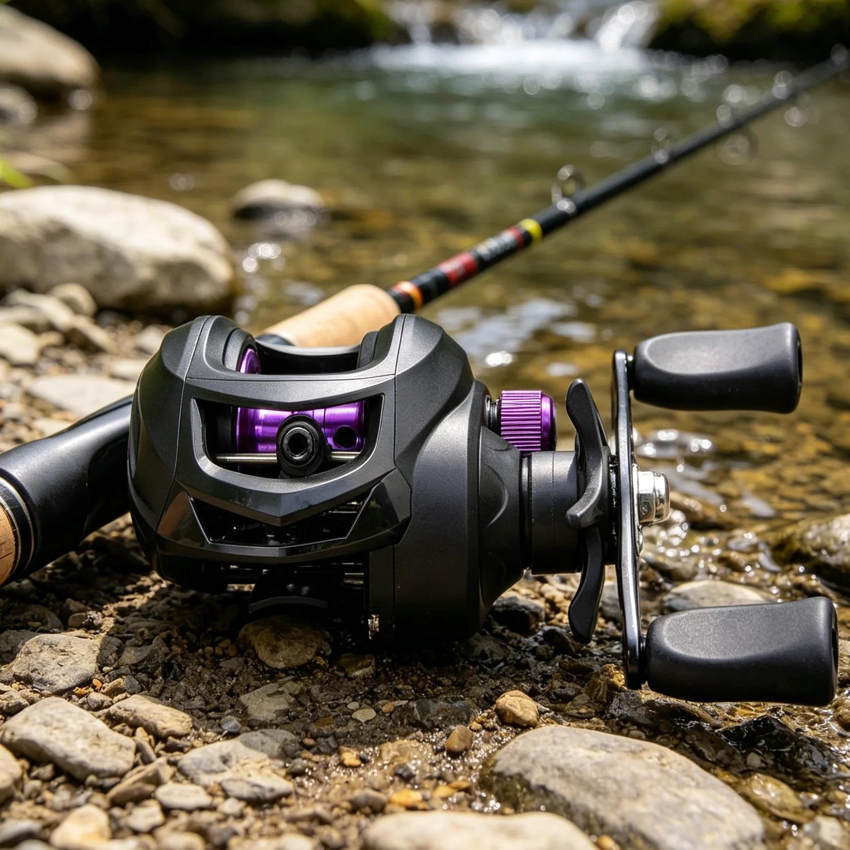 Moulinet baitcasting 7.2:1 haute vitesse anti-tangle - Pour pêche eau douce et mer longue distance