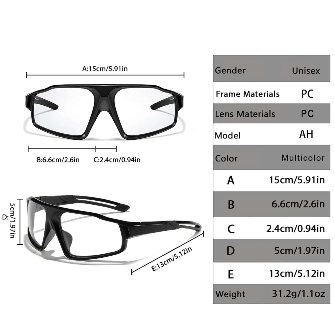 Lunettes de soleil photochromiques VTT vélo pêche - UV400 - Course randonnée conduite homme femme