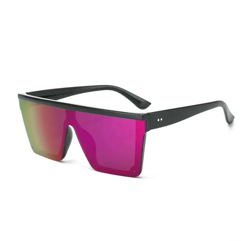 Lunettes de soleil grand cadre one-piece fashion européen américain coloré femmes pêche