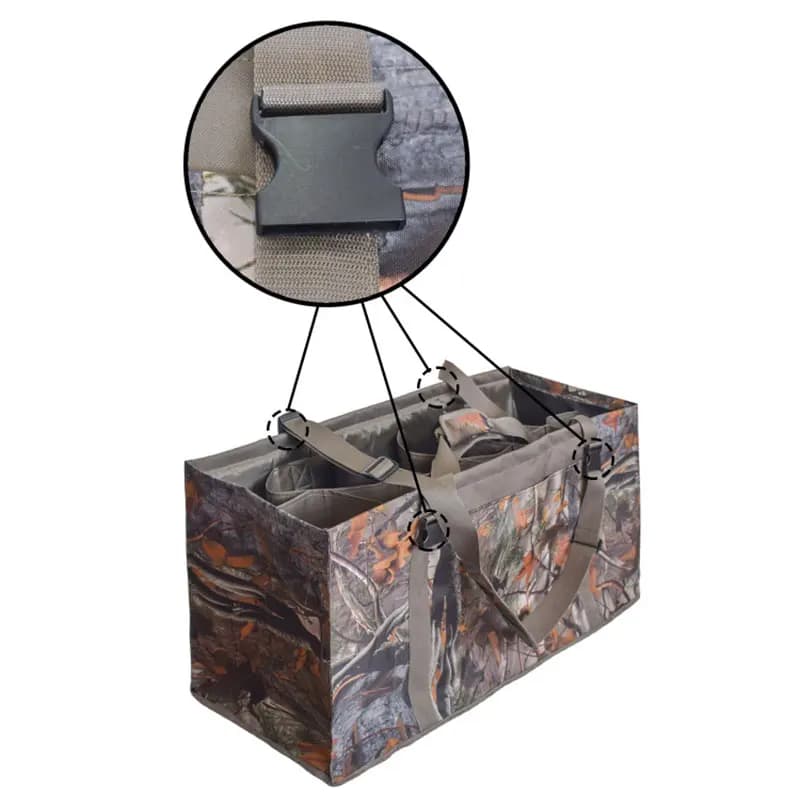 Sac à dos filet 12 compartiments pour transport de leurres de chasse au gibier d'eau portable