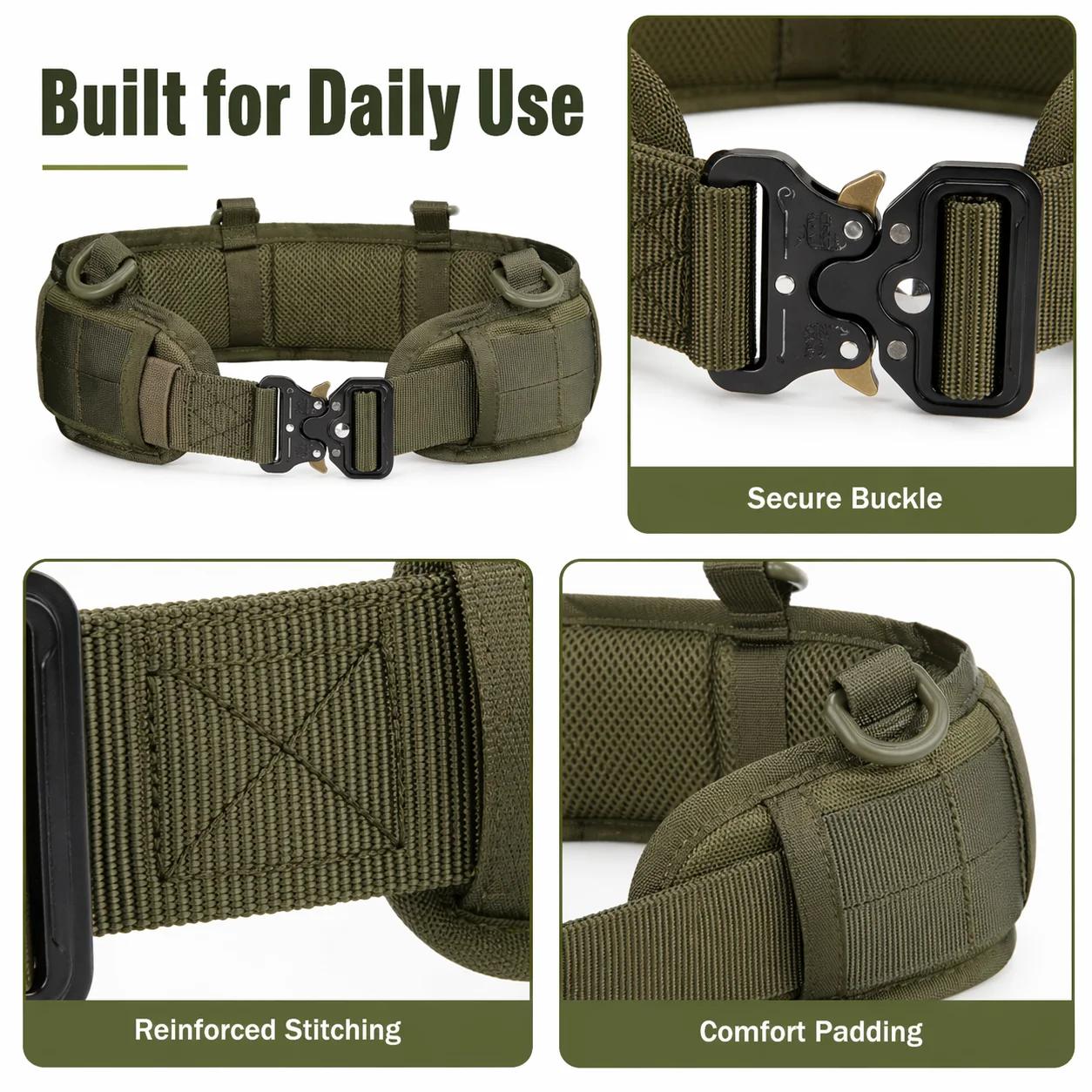 Ceinture tactique nylon MOLLE avec boucle métal - Équipement outdoor chasse pêche