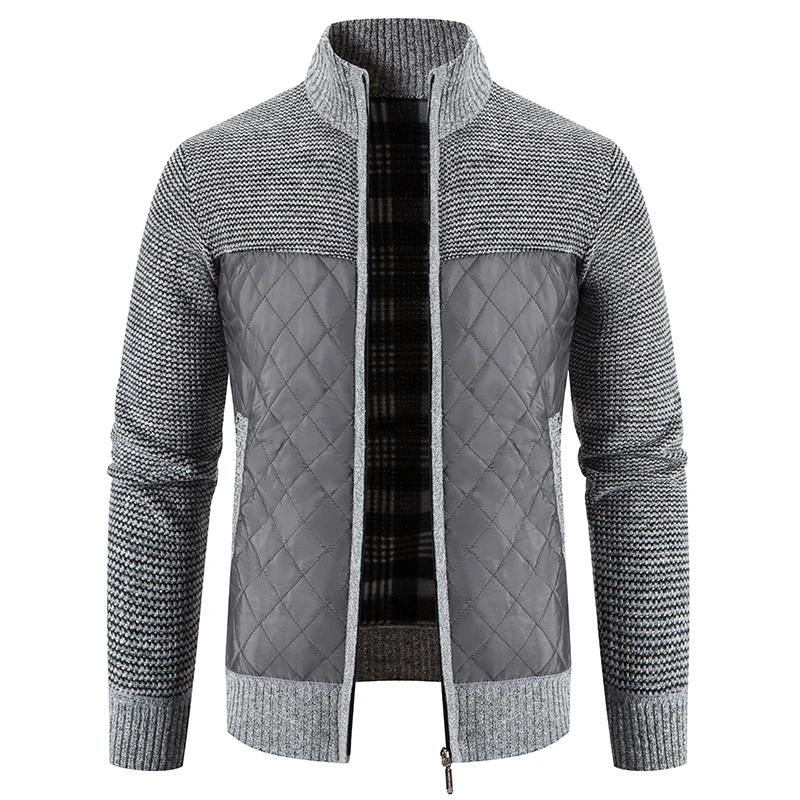 Cardigan à capuche homme tricoté luxe damier pour pêche hiver veste chaude extérieure qualité