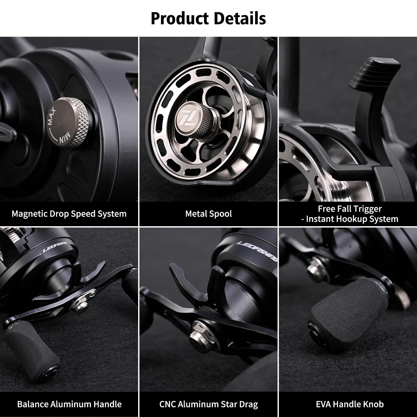 Moulinet LEOFISHING CNC pour pêche sur glace - Débrayage rapide et bobine métal lisse pour appâts