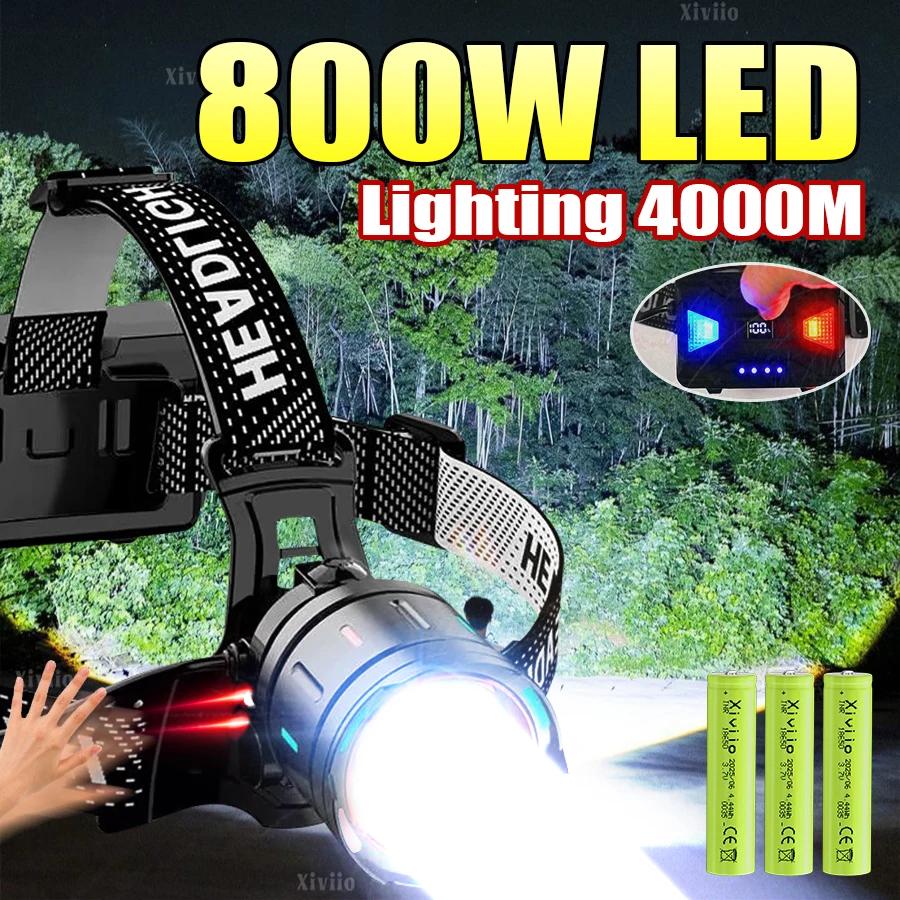 Lampe frontale 1000000LM ultra-puissante 800W rechargeable 18650 pour pêche en haute mer et camping