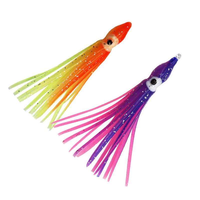 Leurre souple pêche lumineux calmar fluo 20 couleurs 5-12cm appât silicone nuit carnassiers
