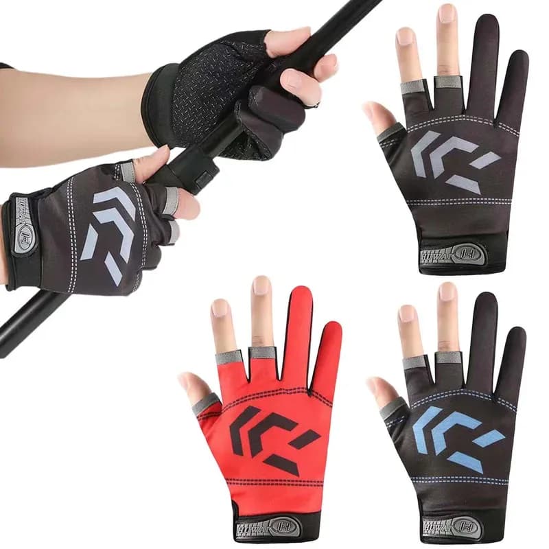 Gants de pêche 3 doigts coupés anti-dérapants respirants protection solaire activités extérieures