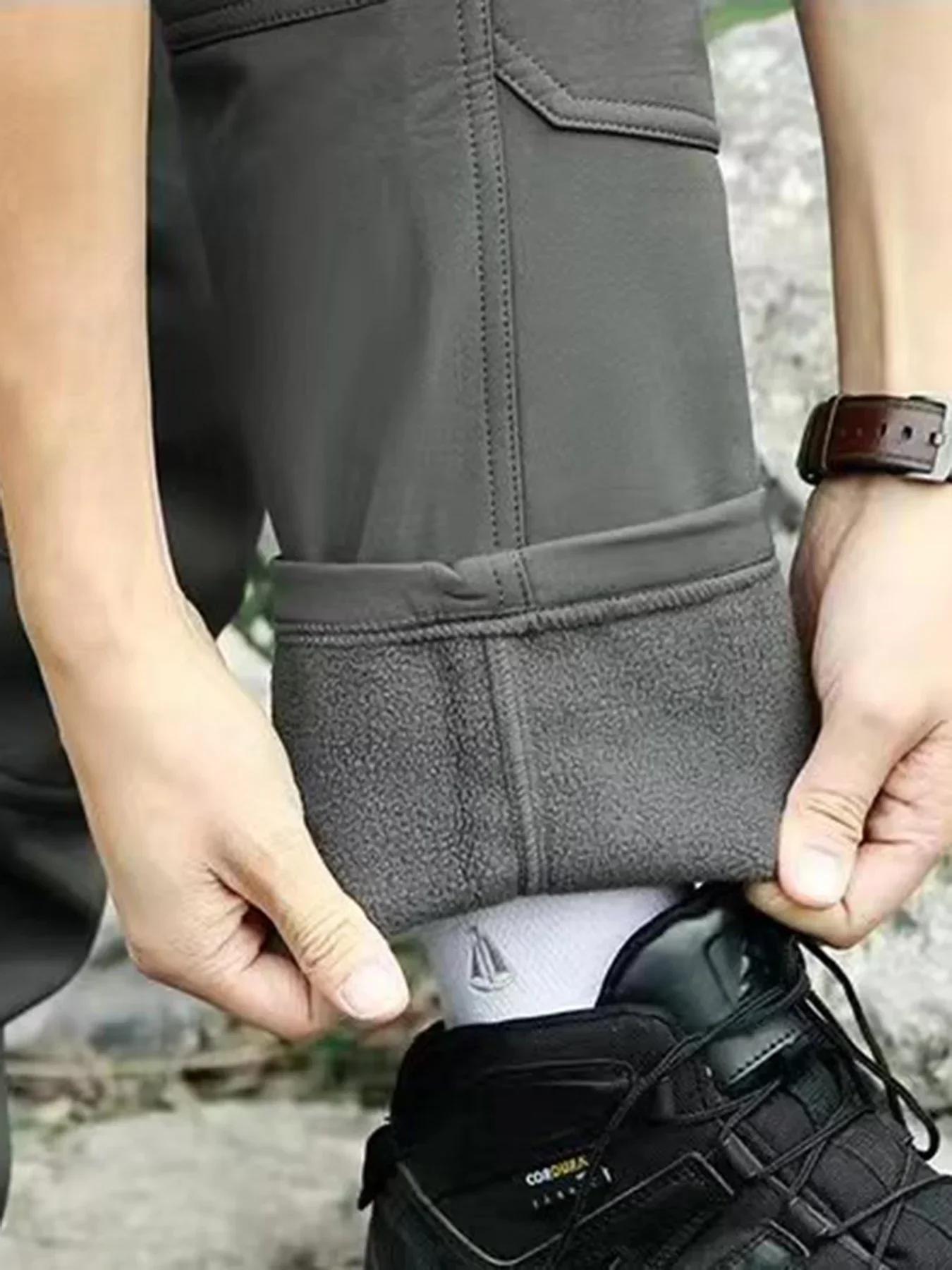 Pantalon cargo polaire 2025 pour homme - Pêche hivernale, randonnée, coupe droite et confortable