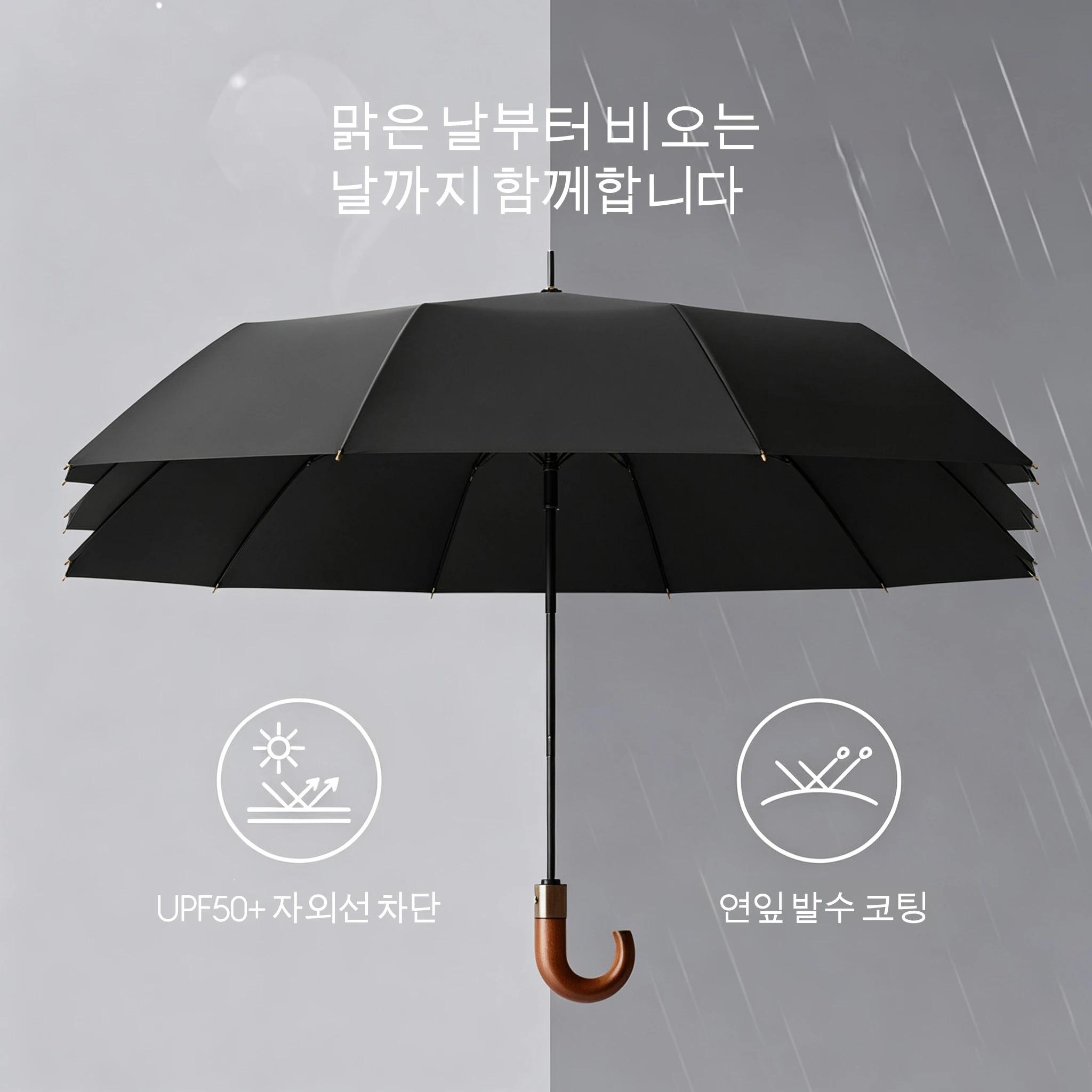 Parapluie automatique pliant UPF50+ anti-UV et vent - Design compact style manche courbe soleil pluie