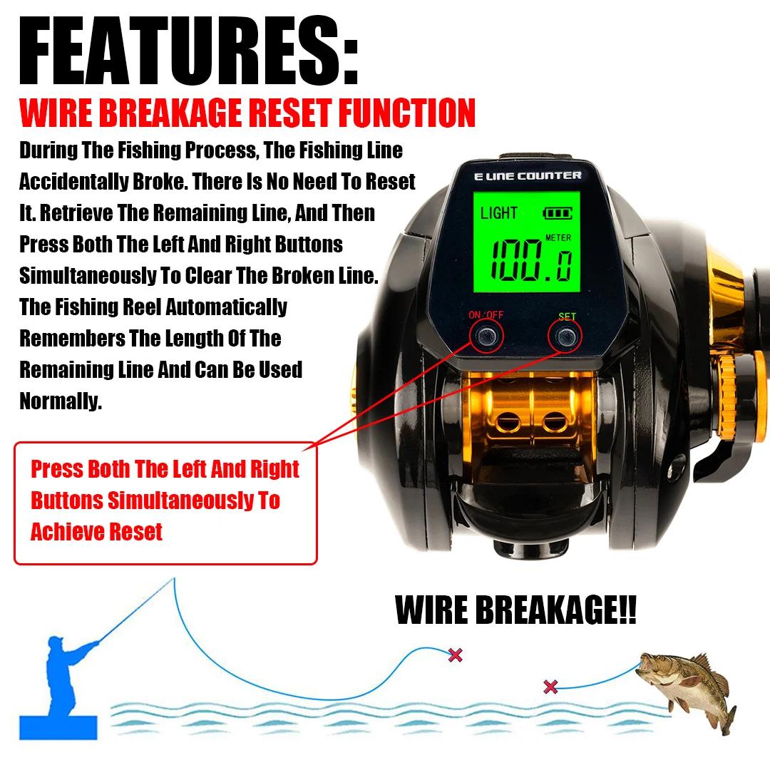 SAMOLLA Baitcasting Fishing Reel Electronic Big Led Screen High Speed 7.2:1 10kg