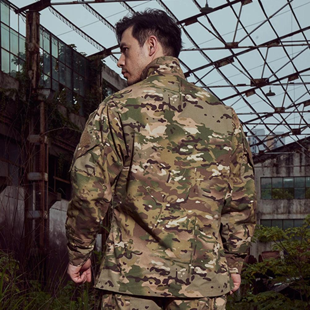Veste camouflage combat tactique homme - Uniforme pêche extérieure manches longues coupe-vent
