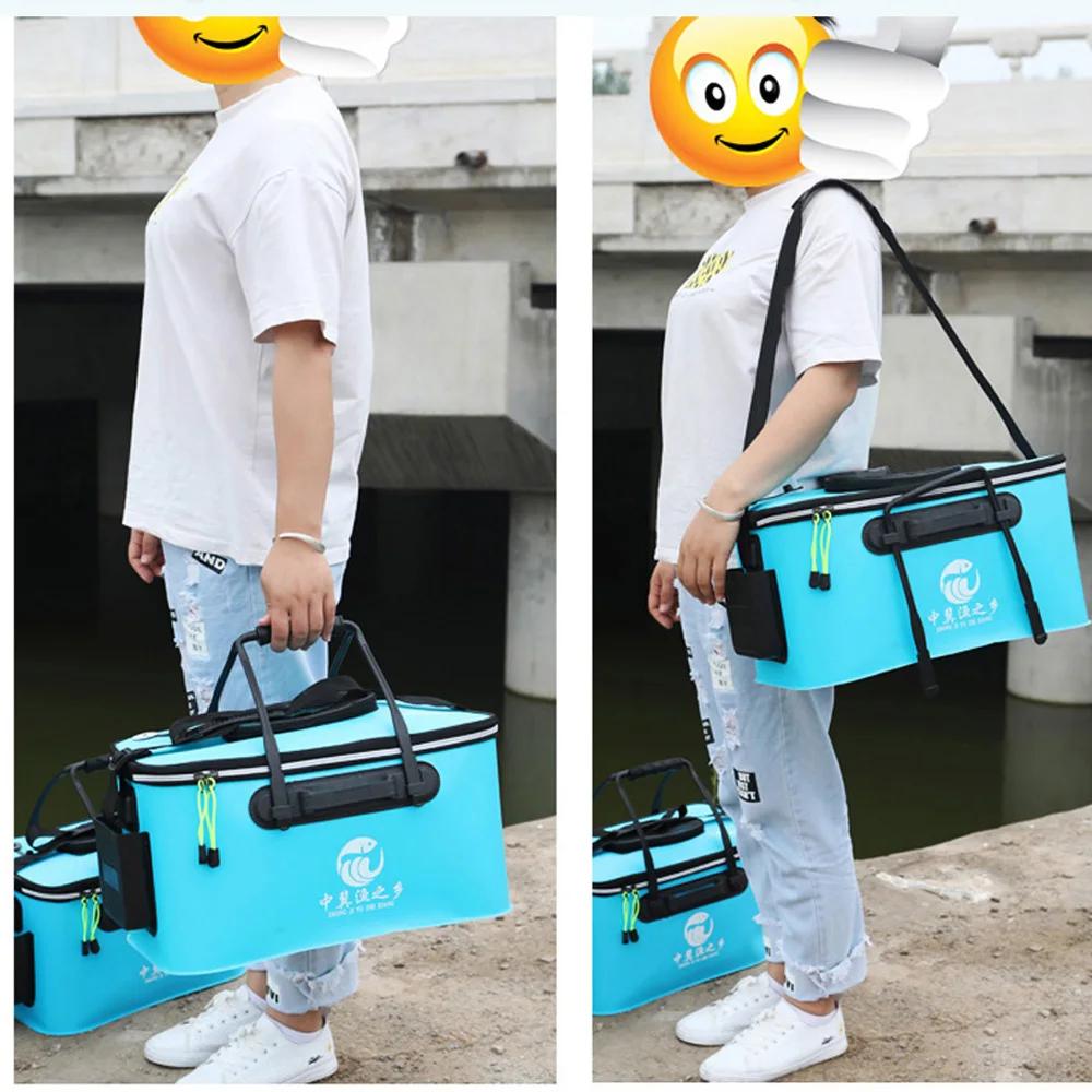 Sac de pêche pliable 30/40/50cm avec poche latérale et boîte à poissons vivants étanche pour camping