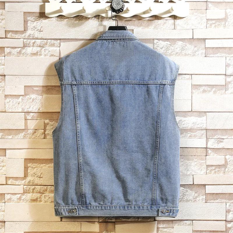 Veste sans manches denim homme printemps été automne noire avec capuche pour ados grande taille M-5XL