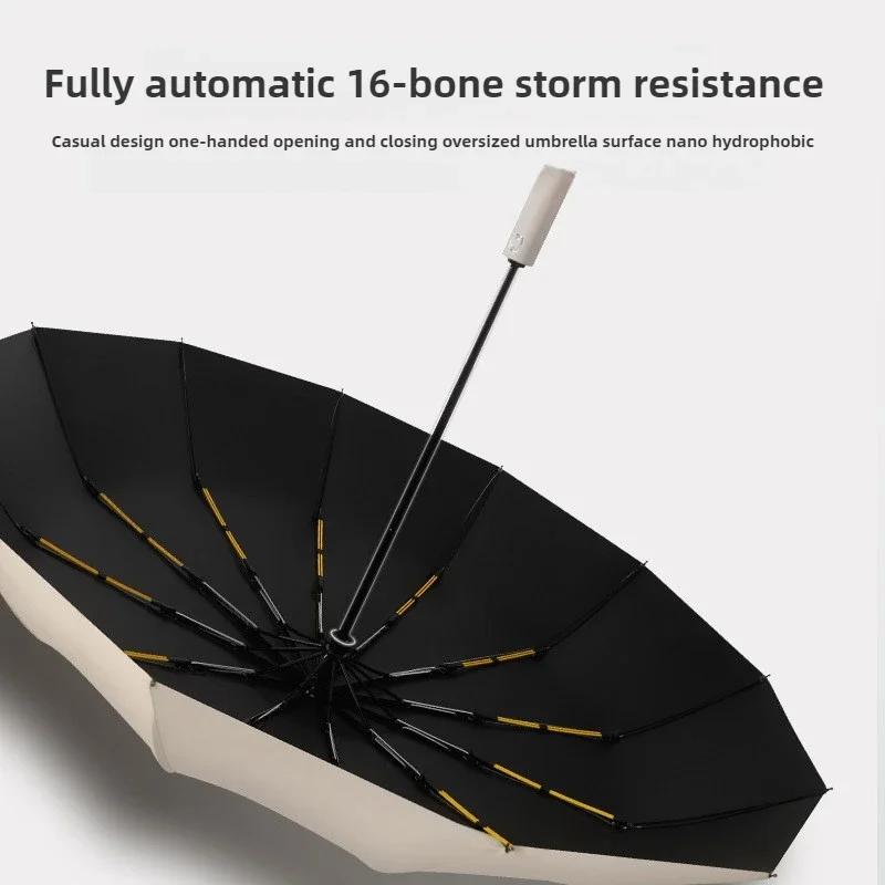 Parapluie auto-pliant UPF50+ 16 baleines grand format - Protection vent UV pluie design voyage léger