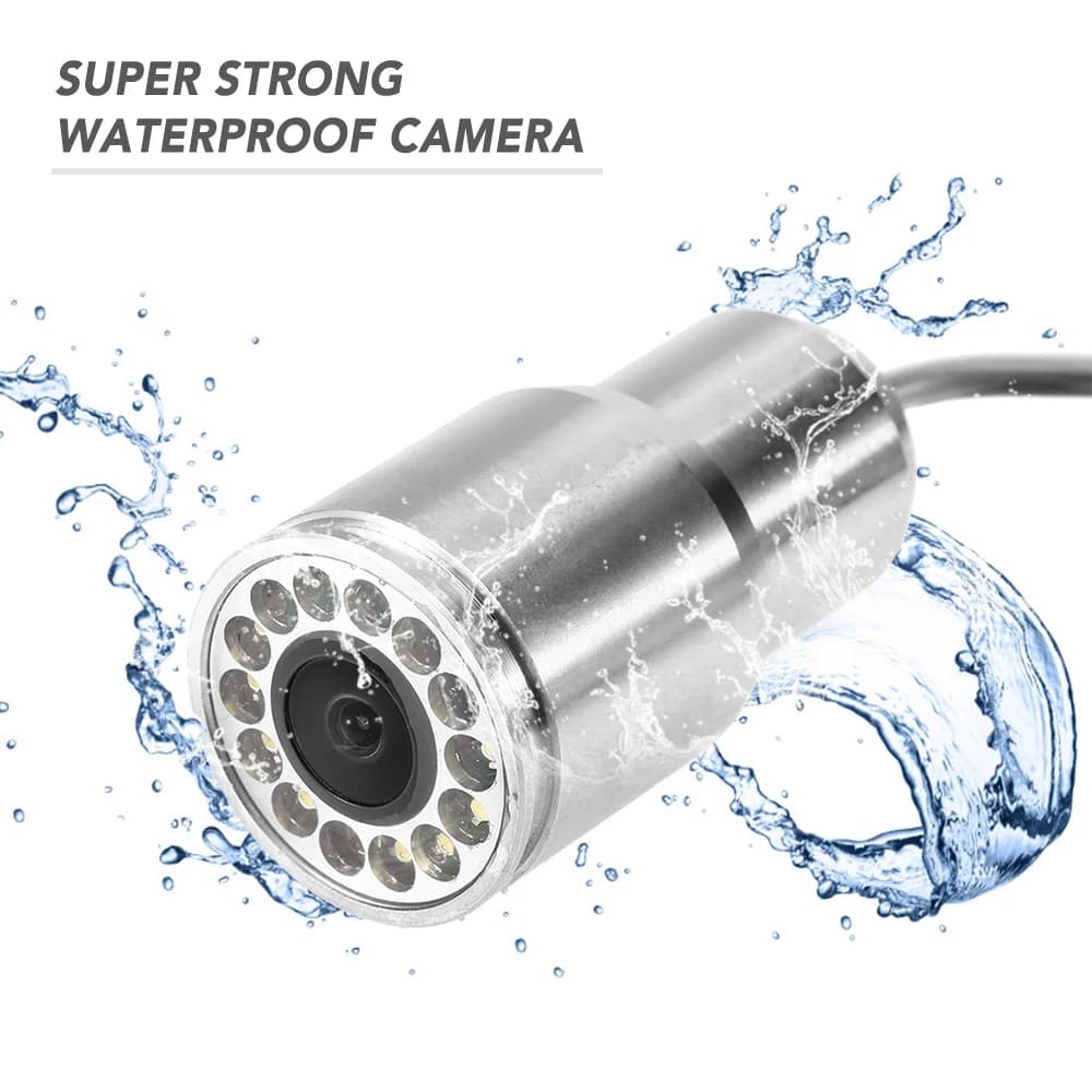 Caméra sous-marine poisson 1200TVL avec vision nocturne 12 LEDs et câble 15 ou 50m pour pêche sur glace