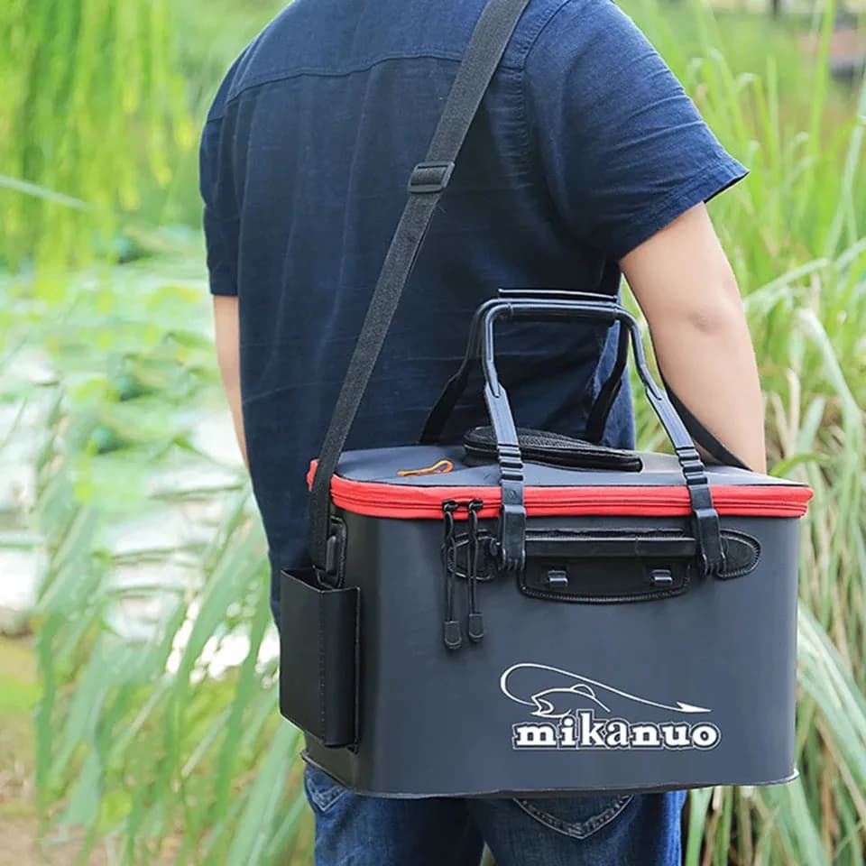 Seau pliable pêche EVA étanche pour conservation poissons vivants lors de randonnée et camping