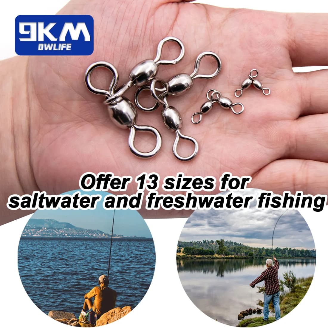 Émerillon pêche 3 voies inox SUS304 et laiton pour montage catfish et pêche surf casting