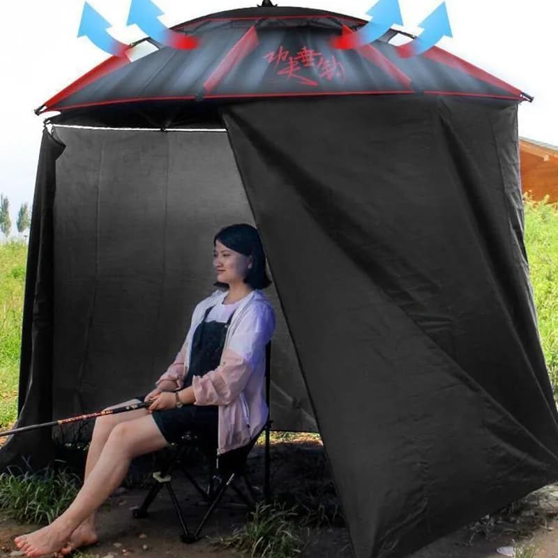 Parapluie pêche pliable universel imperméable protection solaire avec tablier plage camping