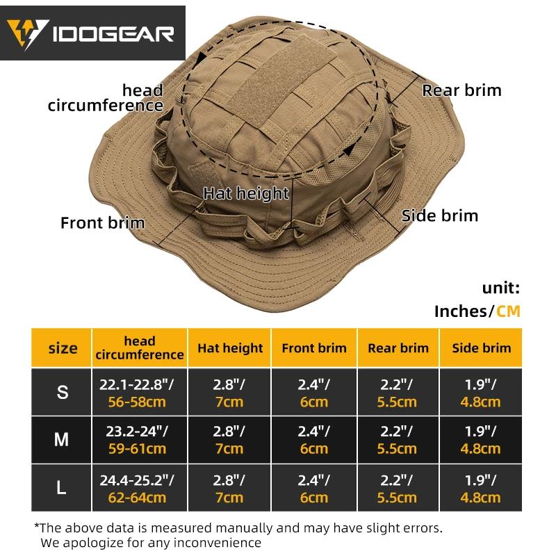 Casquette boonie tactique IDOGEAR 3623 large bord pour pêche et chasse - Ajustable respirant