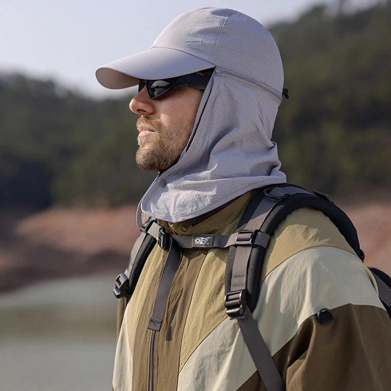 Chapeau de soleil unisexe avec châle - Léger pour pêche sportive et protection solaire