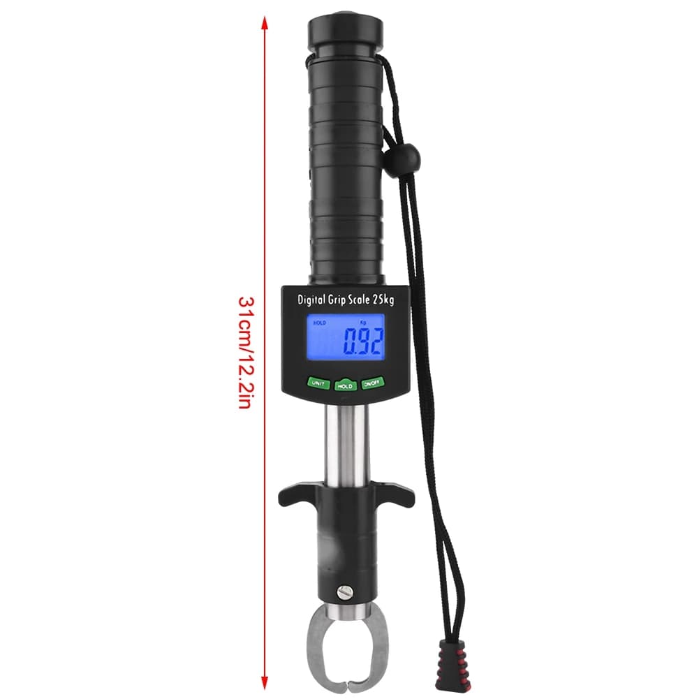 Pince à poisson digitale grip avec pesée et mesure règle inox pour pêche en mer et rivière