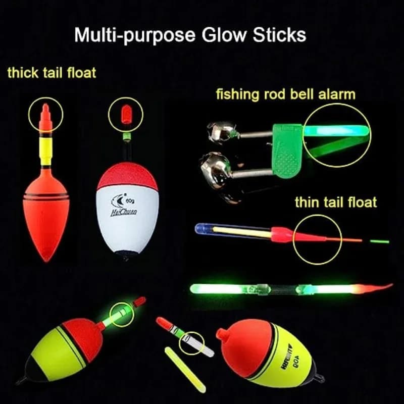Bâtons luminescents chimiques 50/100 pièces pour pêche de nuit - Vert 4.5x37mm et 3.0x25mm