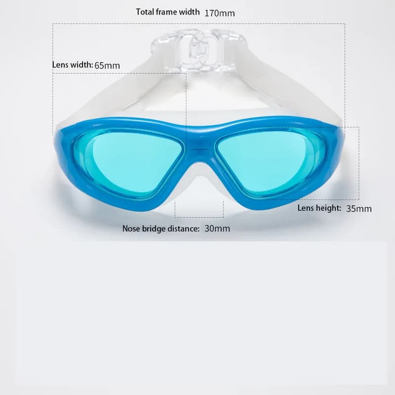 Lunettes de natation grand cadre pour myopie adulte - Corrections -1.5 à -7 avec verres anti-buée