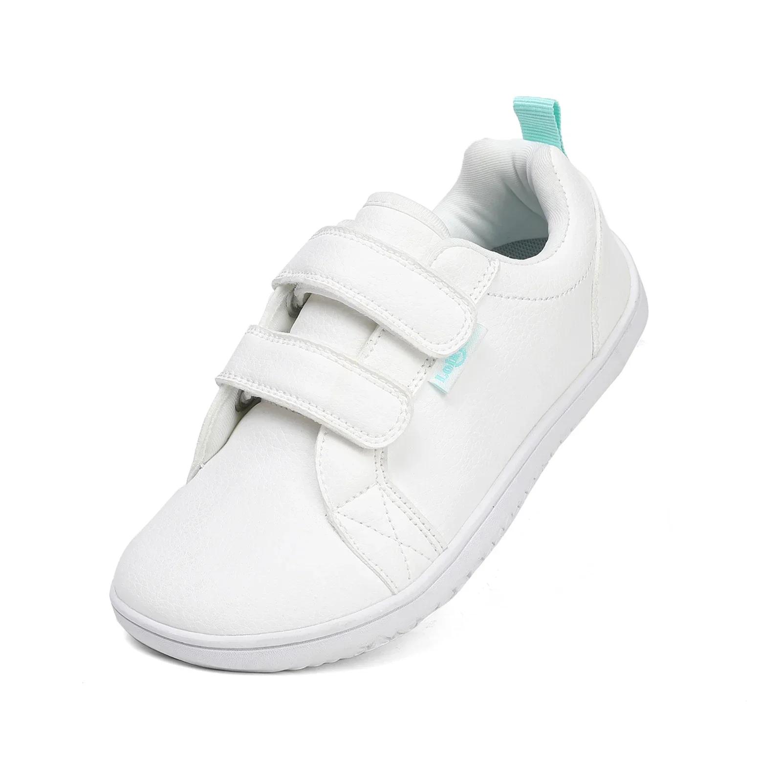 Chaussures pieds nus enfants large orteils minimalistes légères scratch cuir artificiel pêche famille