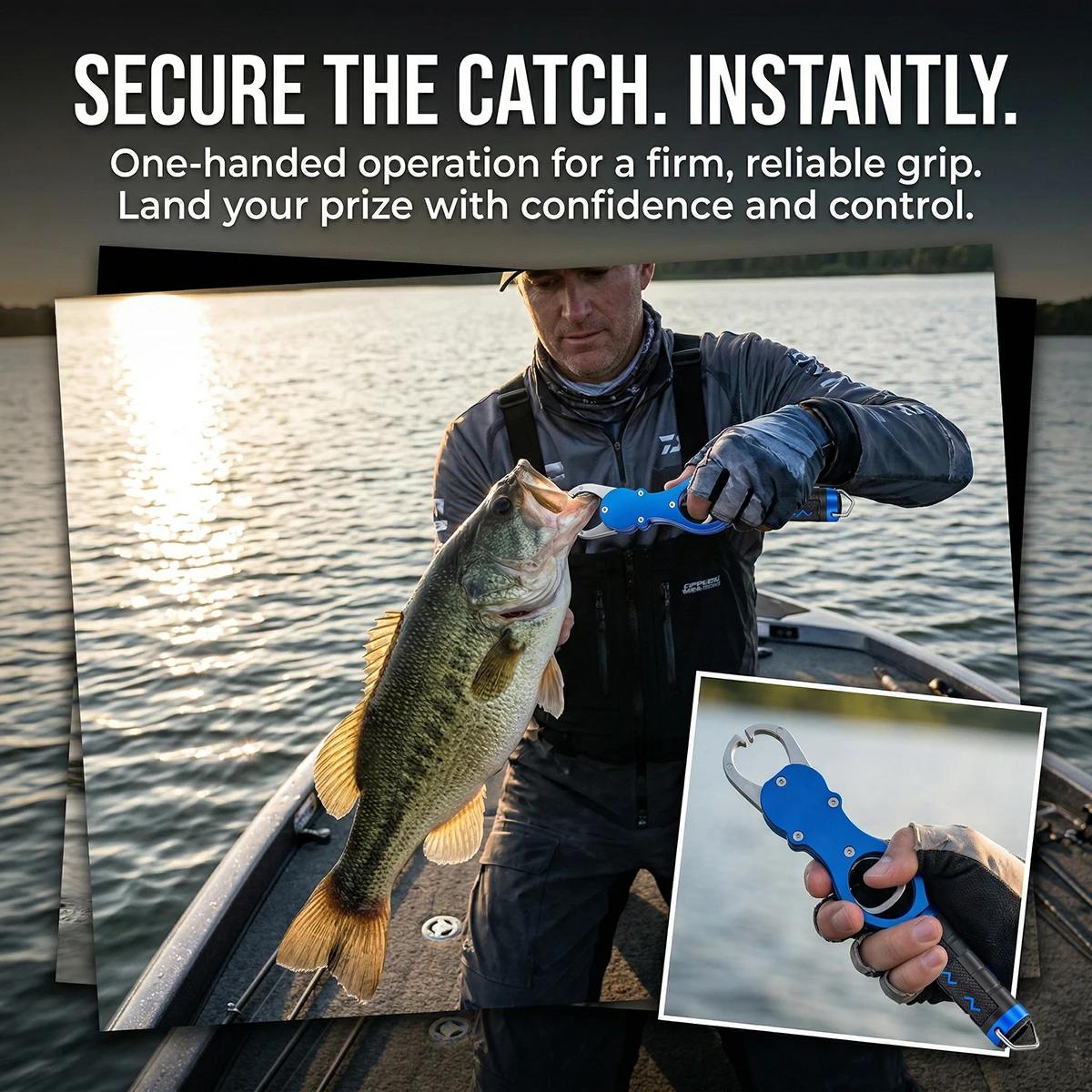Pince à lèvres pour poisson avec balance 18kg en aluminium - Outil professionnel de pêche cadeau homme