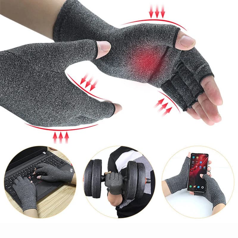 Gants compression pêche doigts libres - soulagement mains pour pêcheurs longue durée