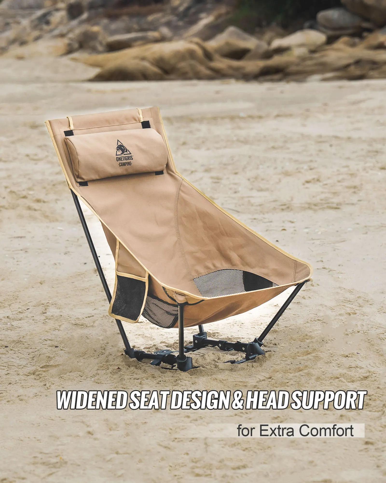 Chaise pliante camping OneTigris dossier haut - Siège confortable pour pêche trekking jardin plage