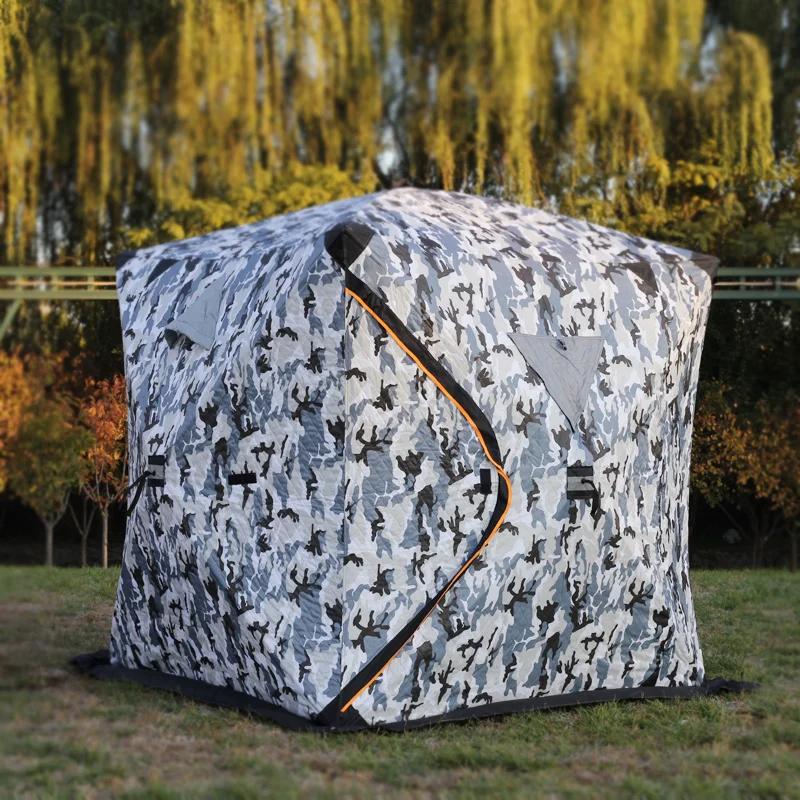 Tente de pêche sur glace hiver portable étanche anti-vent équipement pêche hivernale facile à monter