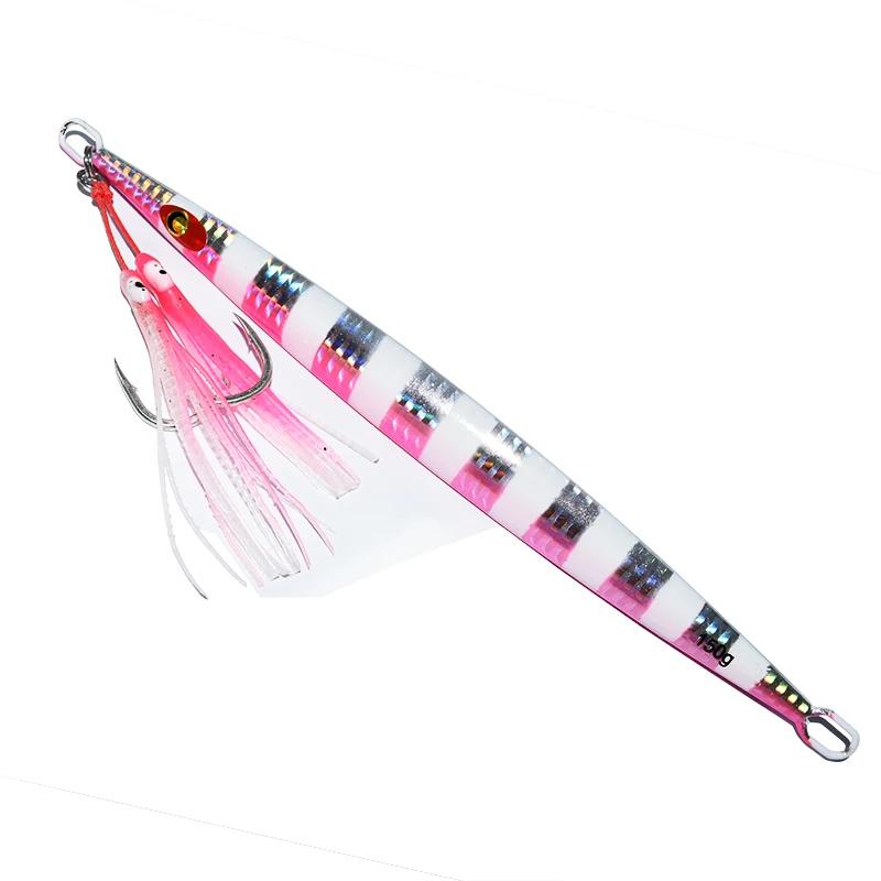 4 hameçons doubles lumineux Octopus Metal Jig - Acier haute teneur carbone avec ruban silicone - Pêche marine jigging