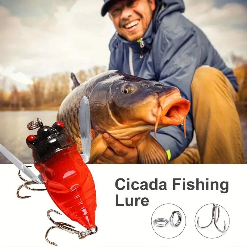 Leurre cigale 4cm/5.5g avec yeux 3D holographiques - Appât dur pour pêche au bar et carnassiers en eau douce