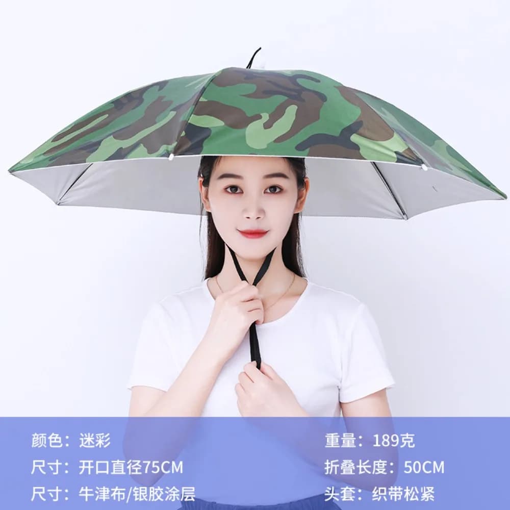Parapluie chapeau portable 77cm pliable pêche camping plage protection solaire imperméable