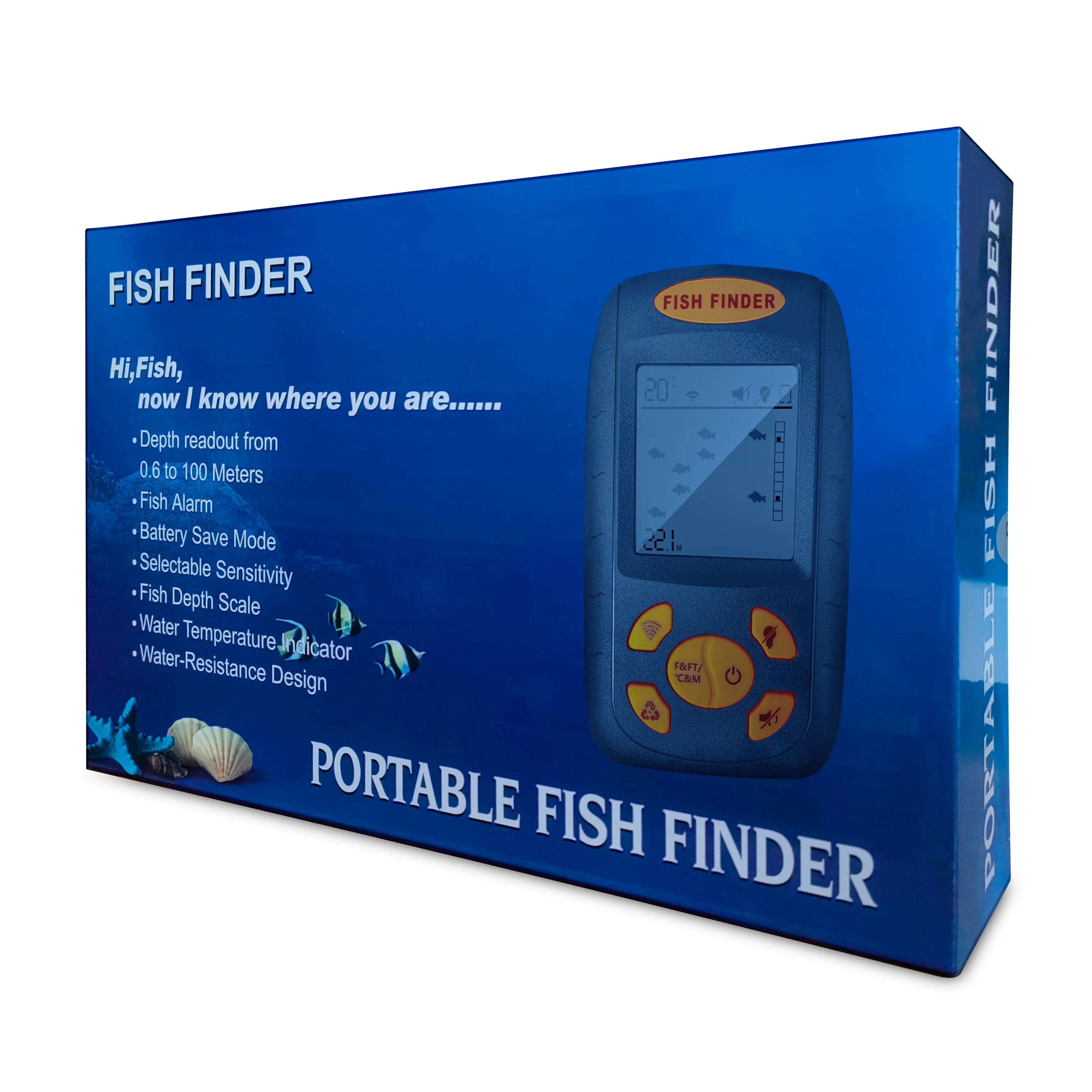 FindFish sondeur portable intelligent avec alarme et transducteur pour détection poissons jusqu'à 100m