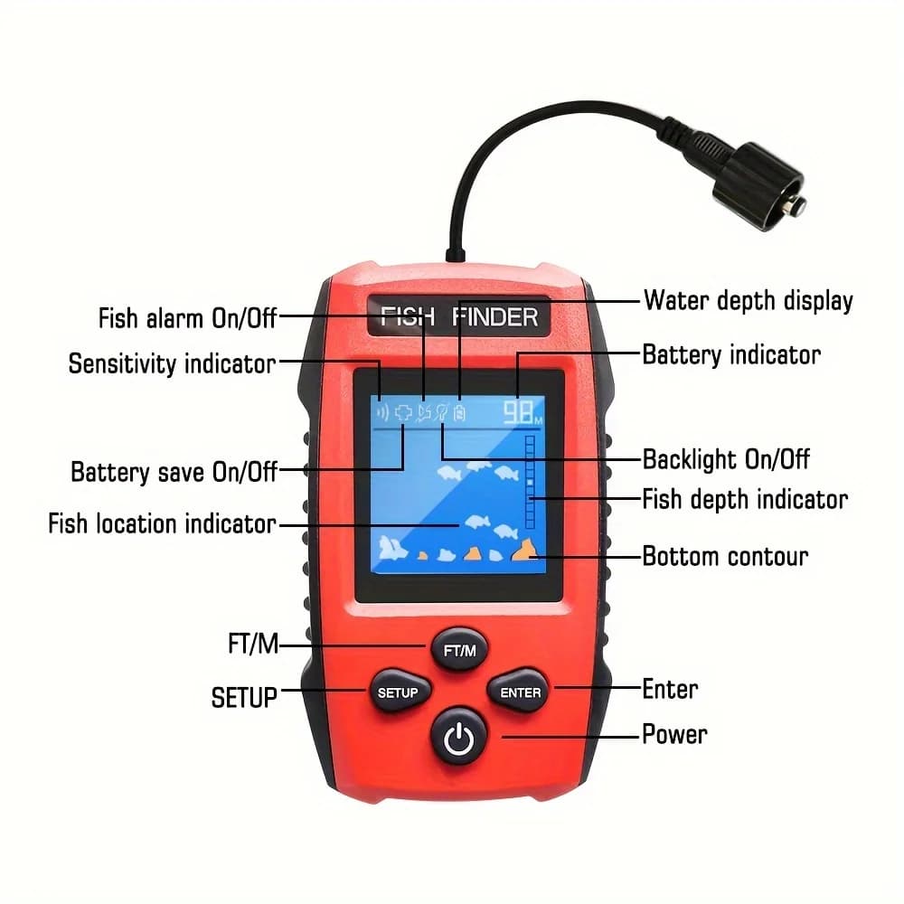Sonar pêche filaire écran couleur - Transducteur détection profonde pour bateaux kayak pêche mer