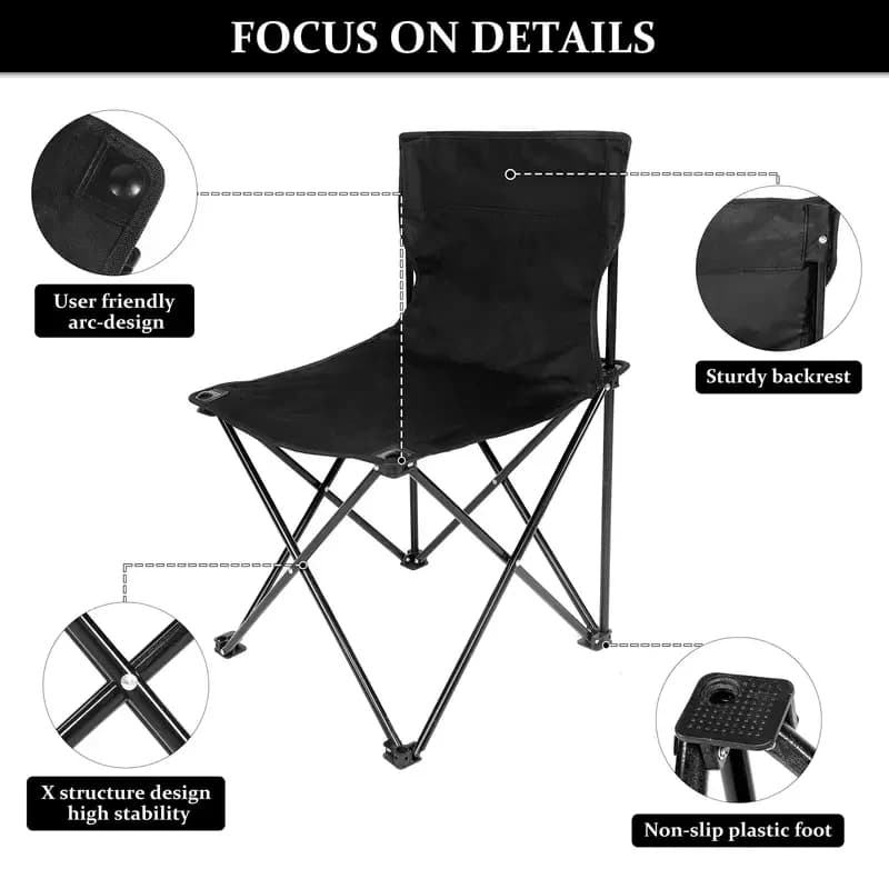 Chaise pliante camping avec poche latérale - siège pêche plage Oxford portable pique-nique