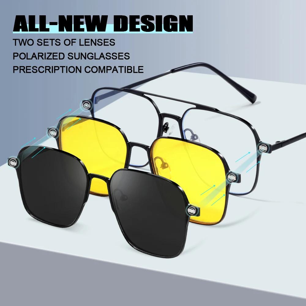 Lunettes magnétiques 3 en 1 métal polarisées ordinateur conduite pêche 2023 UV400 7009