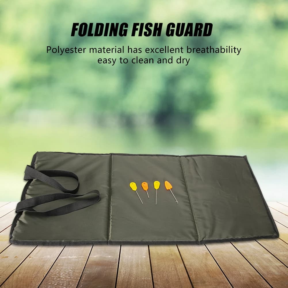 Tapis de pêche 3 couches pour carpes jaune - Protection poisson avec coussin éponge confortable