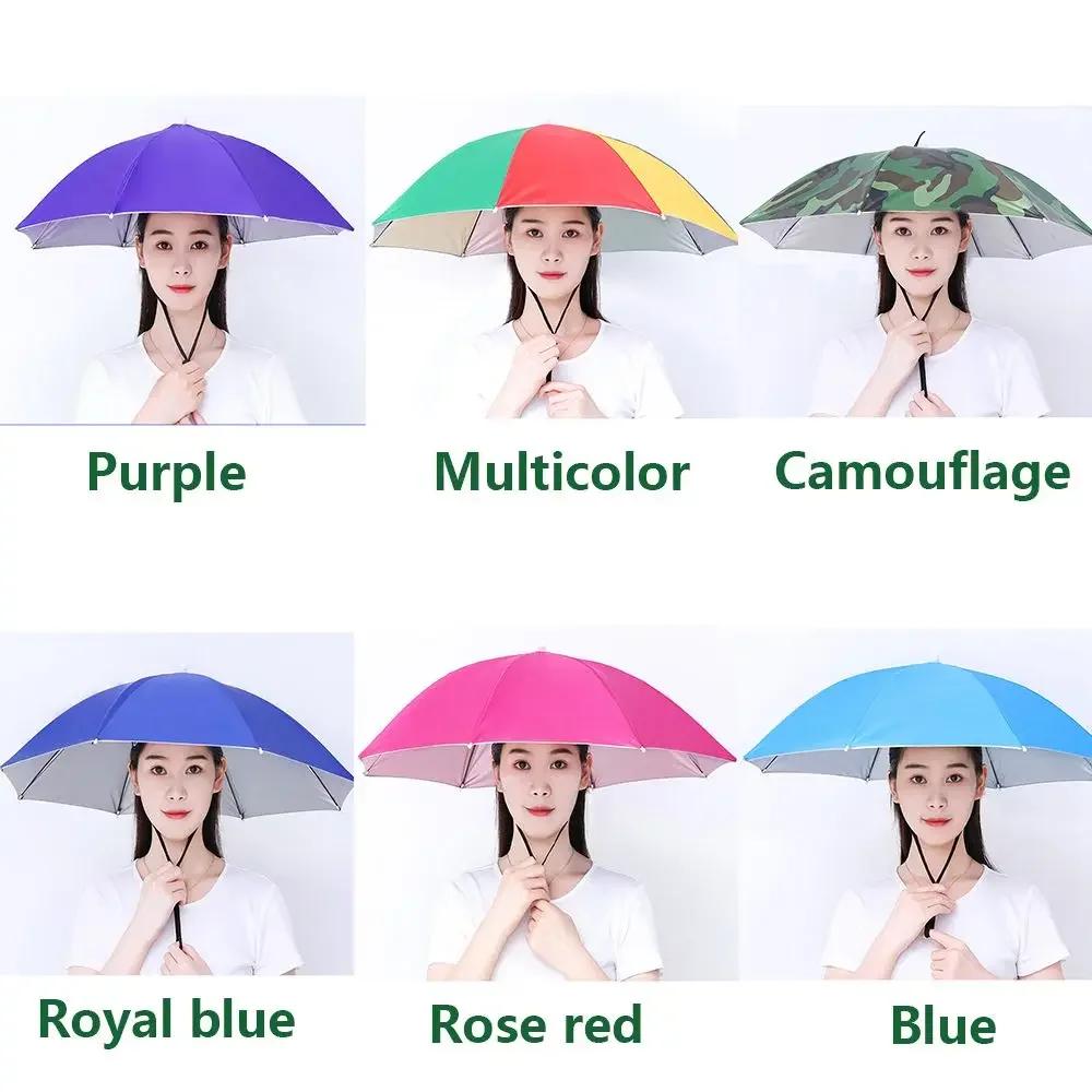 Chapeau parapluie pêche porté tête anti-vent pliable portable plage camping équipement extérieur