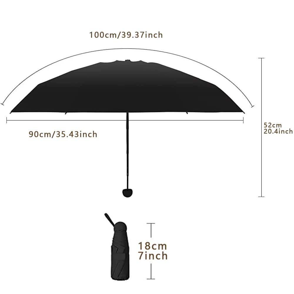 Parapluie pliable mini anti-UV avec boîtier - Double usage soleil et pluie portable