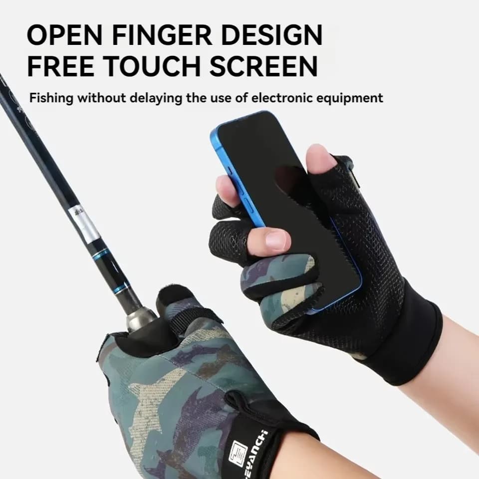 Gants de pêche hiver KoKossi écran tactile épaissis silicone anti-dérapage imperméables résistants doigt retournable vélo