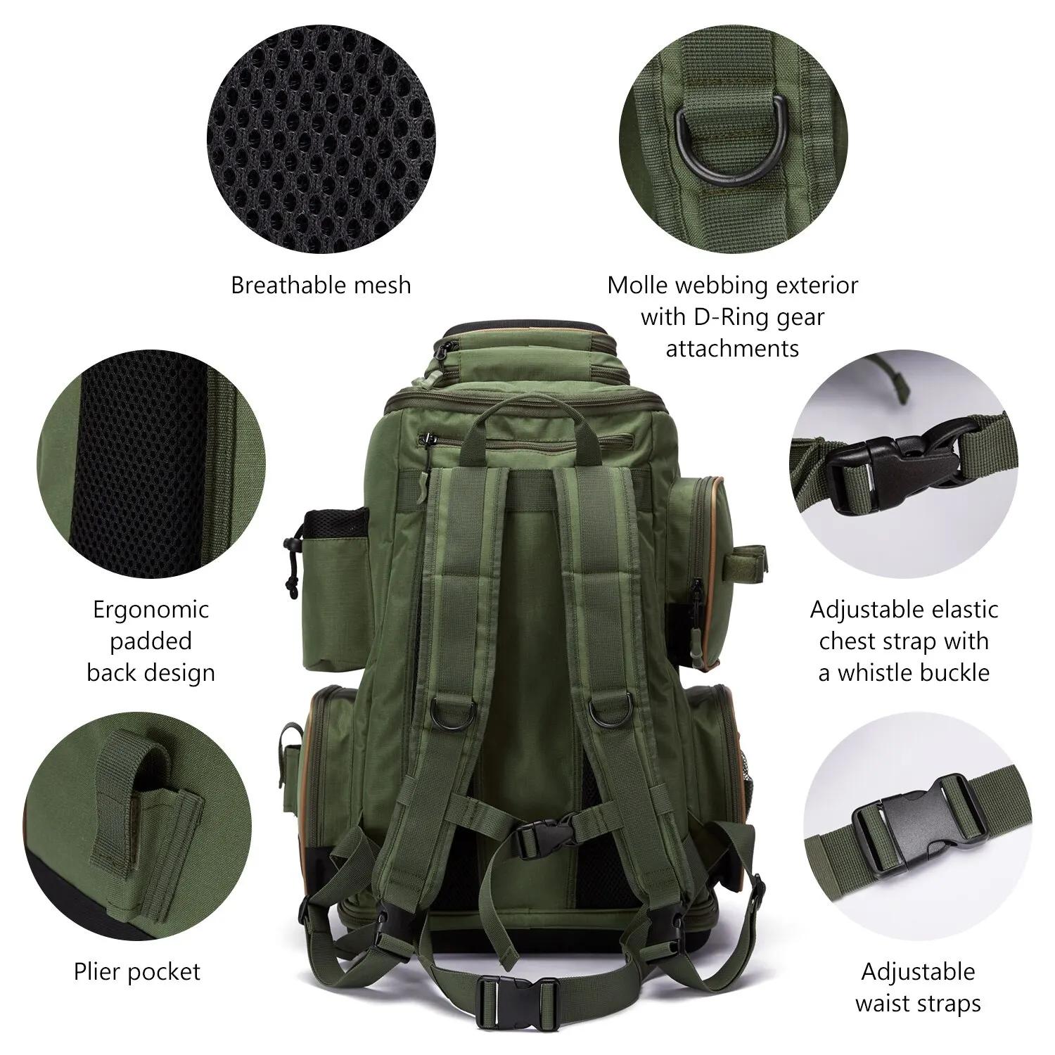 Boîte à pêche souple Bassdash avec protection pluie - Sac à dos tactique multifonction léger