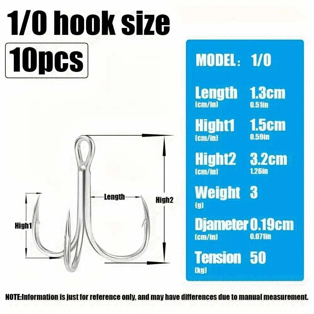 10 hameçons triples Cazulo acier inoxydable renforcé - Pour pêche en eau douce et mer