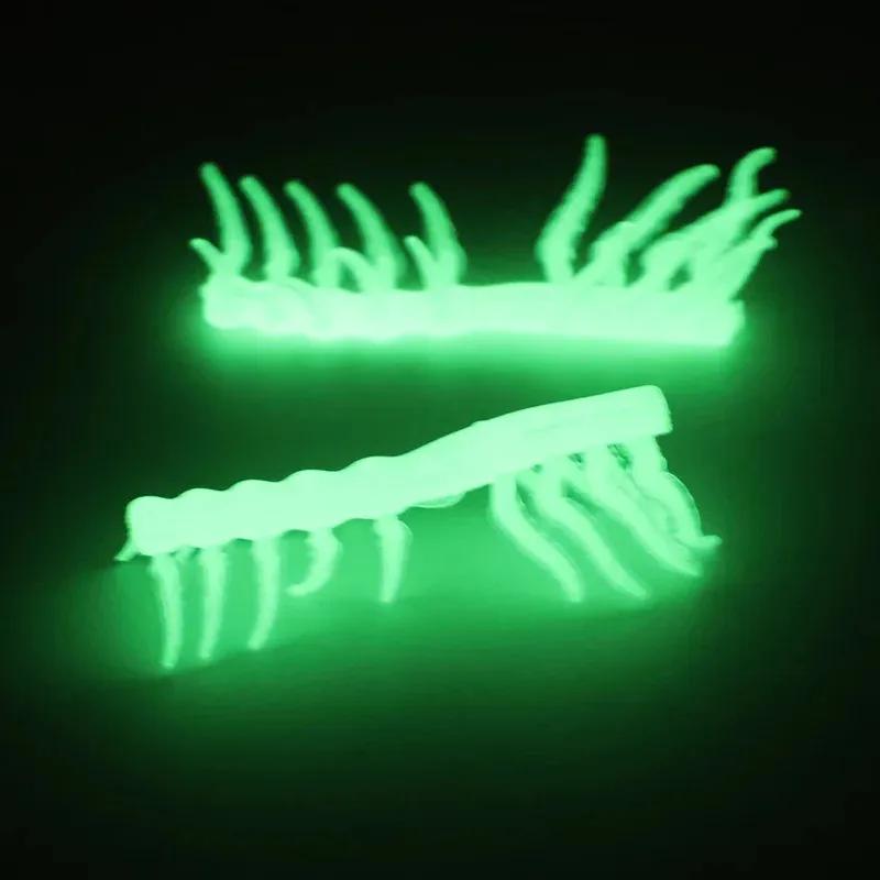 10 pieds de crevette en bois noctilucents avec appât souple lumineux, accessoires leurres pour la pêche
